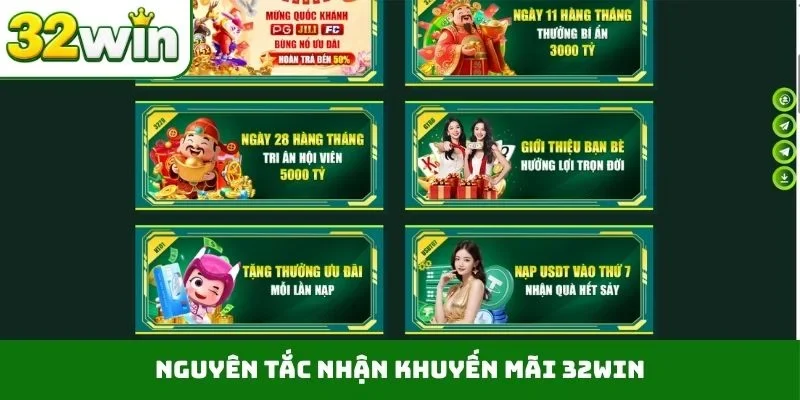 Nguyên tắc nhận khuyến mãi 32WIN